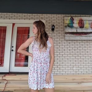 Flowery pink and white strappy dress